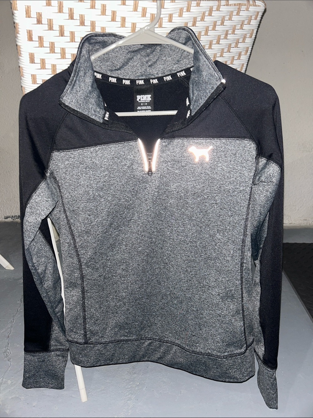 PINK Victoria's Secret by Victoria's Secret  Gray & Black Half-Zip Pullover